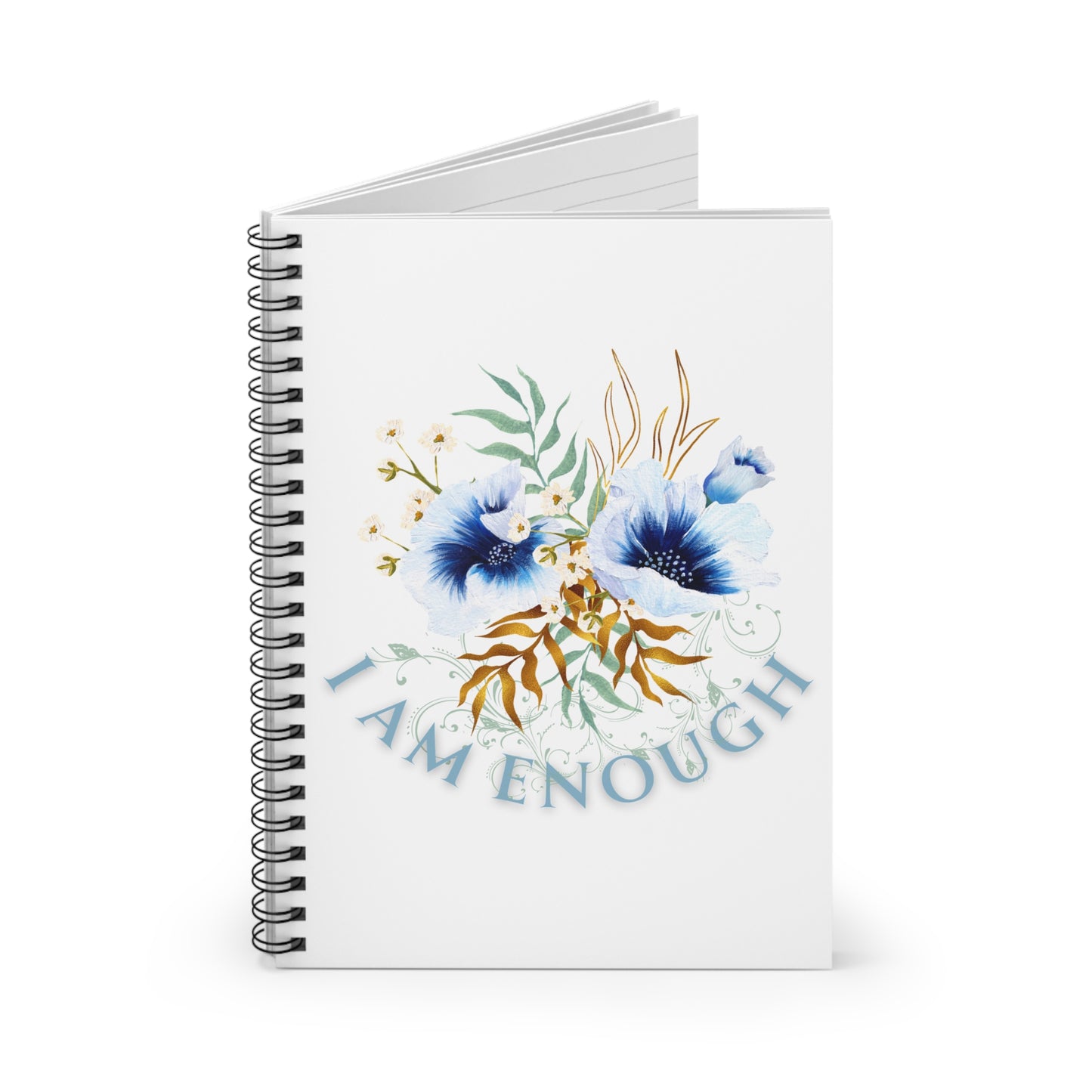 Floral Inspirational Spiral Notebook - I AM ENOUGH, Journaling, Self-Care, Gift for Friends, Mental Health, Motivational