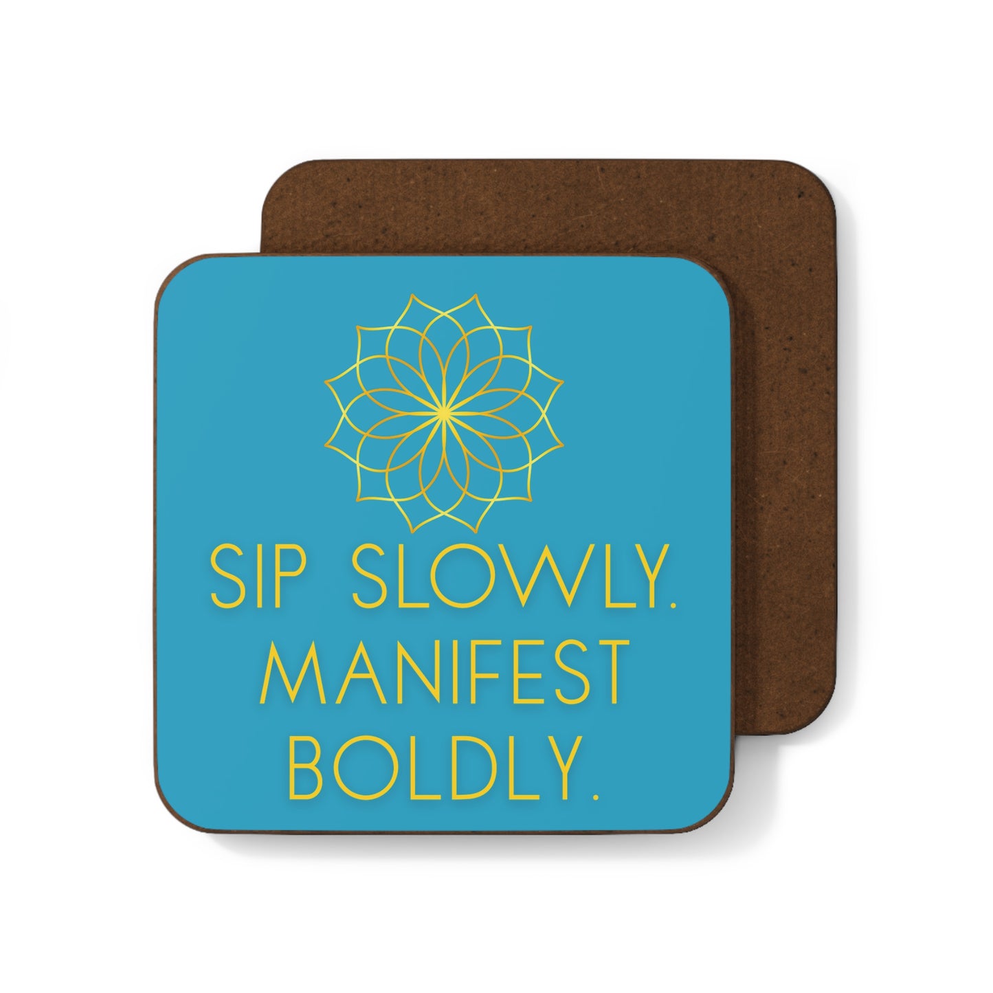 Coaster Set Sip Slowly, Manifest Boldly Blue