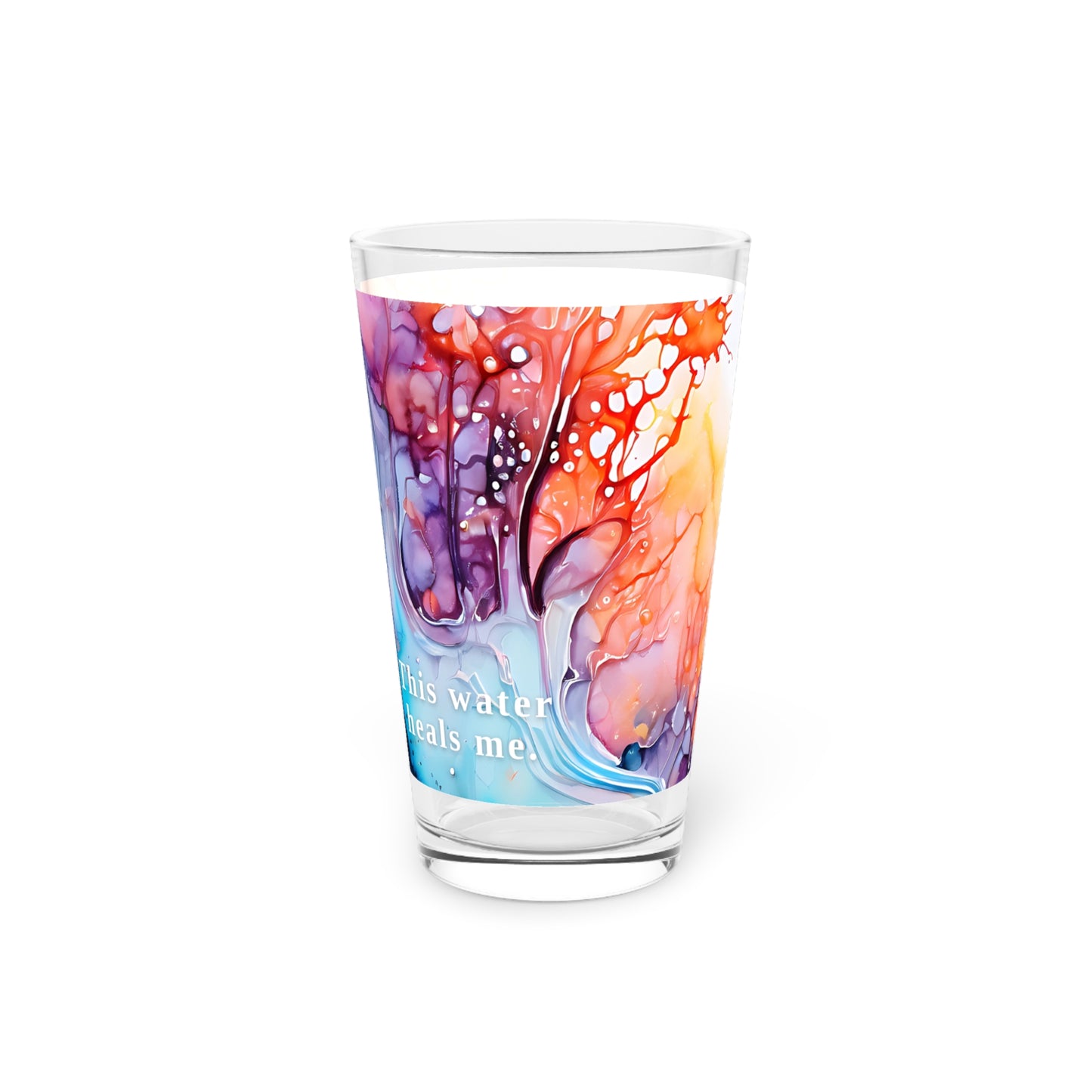 Vibrant Art Pint Glass, Colorful Drinkware, Unique Gift for Nature Lovers, Motivational Water Glass, Home Bar Essentials, Artistic Glassware