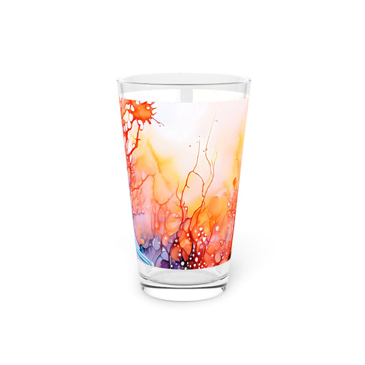 Vibrant Art Pint Glass, Colorful Drinkware, Unique Gift for Nature Lovers, Motivational Water Glass, Home Bar Essentials, Artistic Glassware