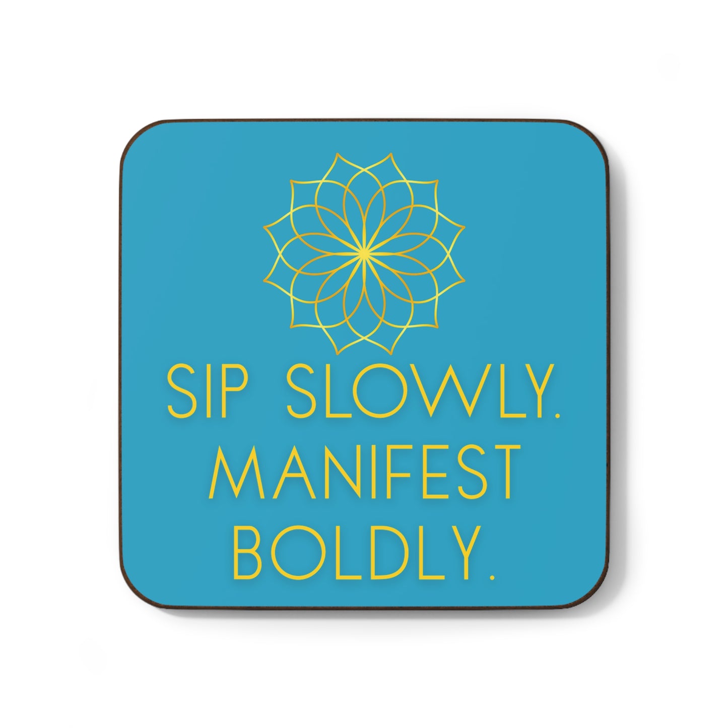 Coaster Set Sip Slowly, Manifest Boldly Blue