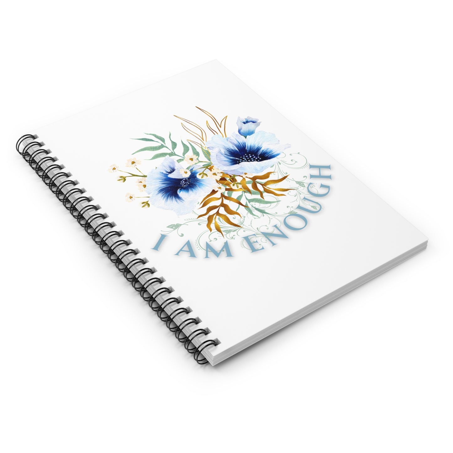 Floral Inspirational Spiral Notebook - I AM ENOUGH, Journaling, Self-Care, Gift for Friends, Mental Health, Motivational