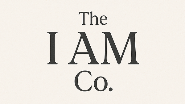 Logo of The I AM Co. on a light beige background